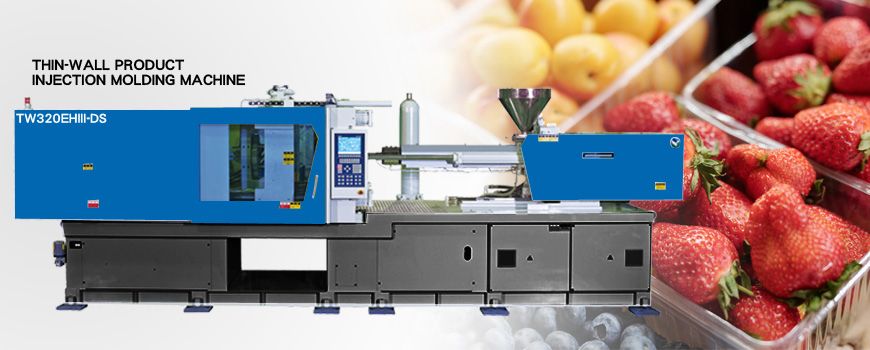 Thin-wall injection molding machine used in food packaging industries.